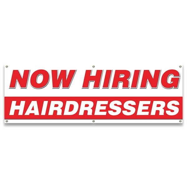 Now Hiring Hairdressers Banner Apply Inside Accepting Application Single Sided